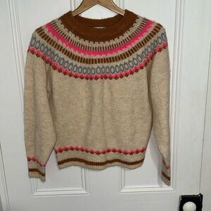 Lollys Laundry Lana Faire Isle Sweater in Cream and Rust Pattern